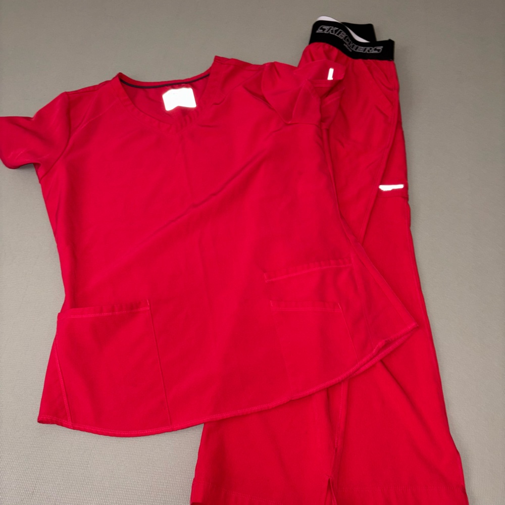 Skechers Bold Red Scrub Set